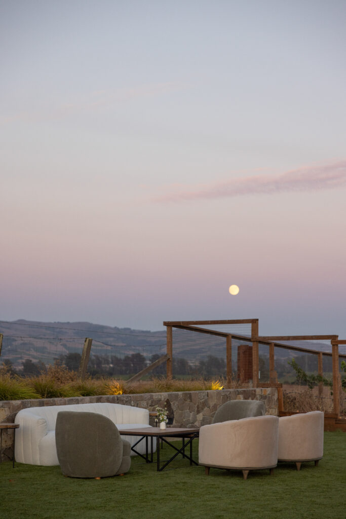 Wine Country Wedding Lounge at Sunset