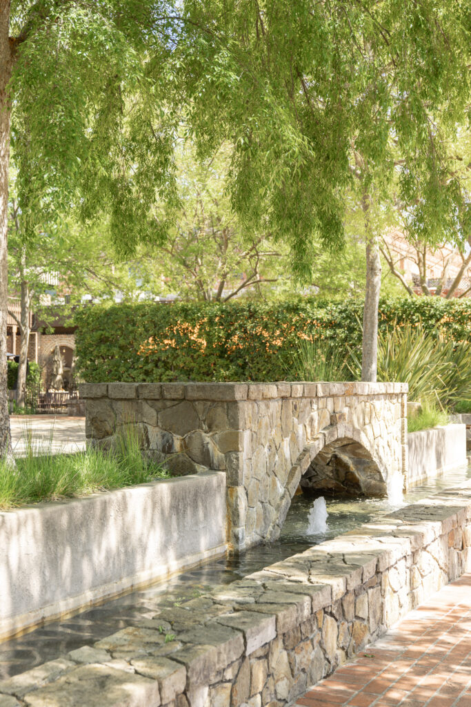 Stone bridge and garden pathway at Estate Yountville wedding venue