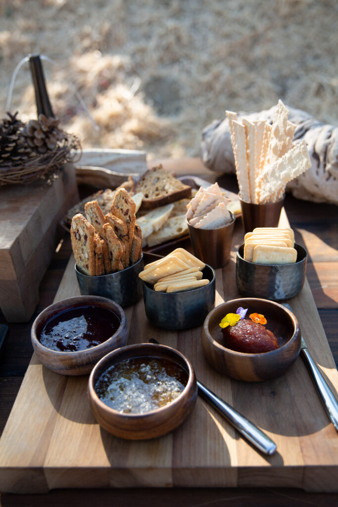 Artisan bread and spreads displayed for guests at Montage Healdsburg reception