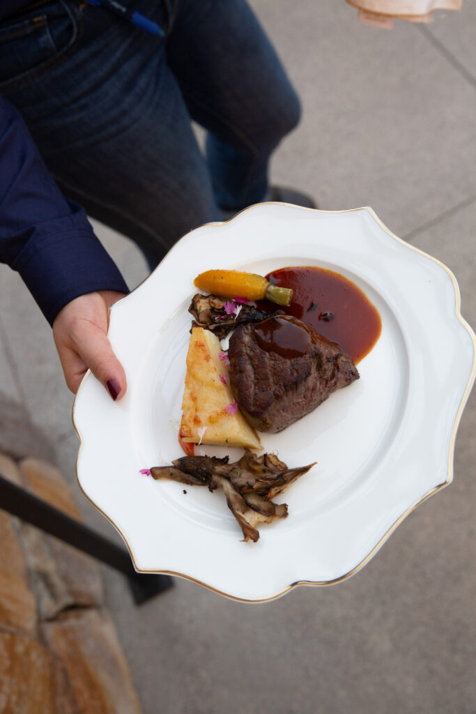 Plated entrée served at outdoor wedding dinner at Montage Healdsburg